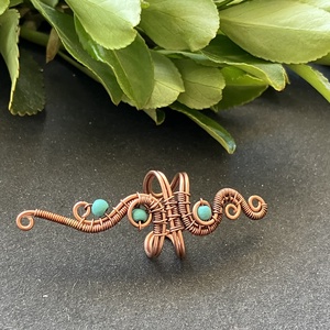 Réz és türkiz nagy fülgyűrű - ékszer - fülbevaló - fülgyűrű - Meska.hu