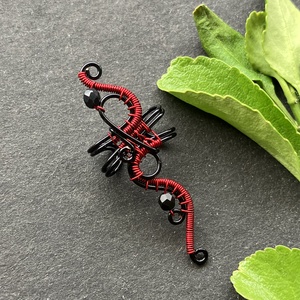 Fekete és piros nagy fülgyűrű, Ékszer, Fülbevaló, Fülgyűrű, Ékszerkészítés, Fémmegmunkálás, MESKA