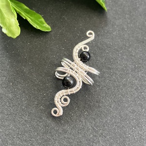 Ezüst ónix fülgyűrű, Ékszer, Fülbevaló, Fülgyűrű, Ékszerkészítés, Fémmegmunkálás, MESKA