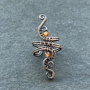 Réz és hesszonit fülgyűrű, Ékszer, Fülbevaló, Fülgyűrű, Ékszerkészítés, Fémmegmunkálás, MESKA