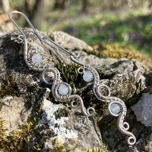 925 sterling ezüst fülbevaló akvamarinnal - ékszer - fülbevaló - lógó fülbevaló - Meska.hu