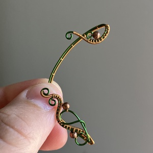 Zöld és réz fülékszer - ékszer - fülbevaló - fülékszer - Meska.hu