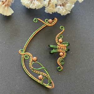 Zöld és réz fülékszer - ékszer - fülbevaló - fülékszer - Meska.hu