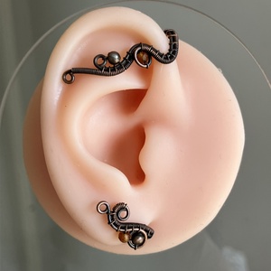Főnix - vörösréz és hesszonit fülékszer - Meska.hu