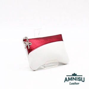 Fehér - metál bordó ívelt egy cipzáras kulcstartó C3002, Táska & Tok, Kulcstartó & Táskadísz, Kulcstartó, , MESKA