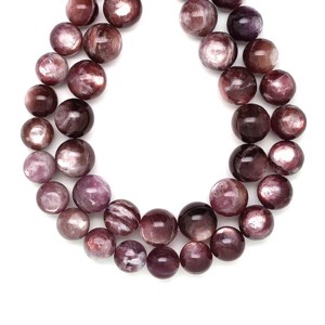 Lepidolit lila golyó A 15-16mm  ékszerkészítő alapanyag (füzér), Kellékek & szerszámok, Ásvány alapanyag, Ásványfüzér, , MESKA