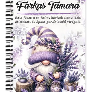 Személyre szabható - Kedves Levendulás manó mintás A5-ös füzet, Otthon & Életmód, Papír, írószer, Jegyzetfüzet & Napló, , MESKA