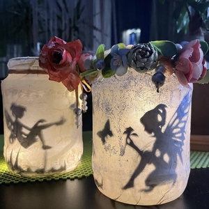 Tündérlámpások  Tündérfények , Otthon & Lakás, Dekoráció, Asztal és polc dekoráció, Díszüveg, Decoupage, transzfer és szalvétatechnika, Meska