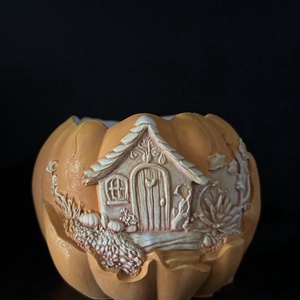 Tök házikó dekoráció  kézzel festett kerámiából, Otthon & Életmód, Dekoráció, Halloween, Halloweeni dekoráció, , MESKA