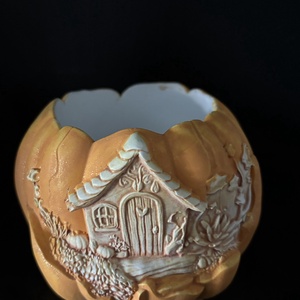 Tök házikó dekoráció  kézzel festett kerámiából - otthon & életmód - dekoráció - halloween - halloweeni dekoráció - Meska.hu