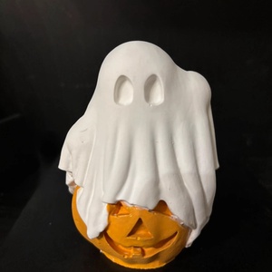 Szellem tökkel Halloween dekor, Otthon & Életmód, Dekoráció, Halloween, Halloweeni dekoráció, Gipszöntés, Festett tárgyak, MESKA