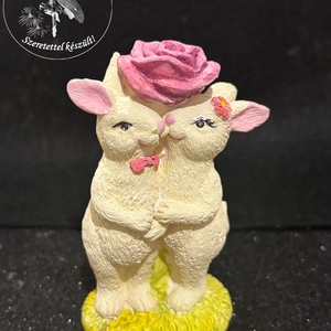 Örök Szerelem � Kézzel festett nyuszipár figura (8 cm) - ünnepi díszek, dekorációk - húsvéti díszek és dekorációk - húsvéti asztaldíszek - Meska.hu