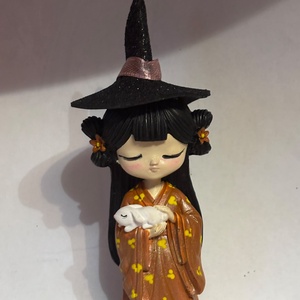 Halloween Boszorkány figura tökkel 8 cm  - otthon & életmód - dekoráció - halloween - halloweeni dekoráció - Meska.hu