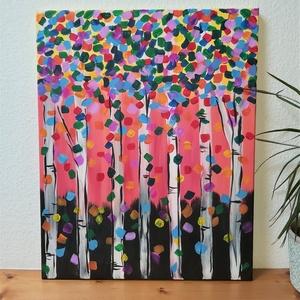 Konfetti fák akril festmény (50x40 cm) - Meska.hu