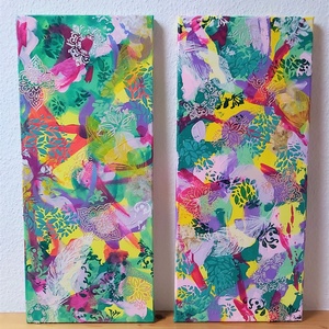 Tavasz - 2 részből álló akril festmény (2x 25x58 cm)  - művészet - festmény - akril - Meska.hu