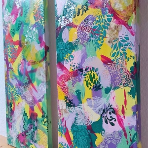 Tavasz - 2 részből álló akril festmény (2x 25x58 cm)  - művészet - festmény - akril - Meska.hu