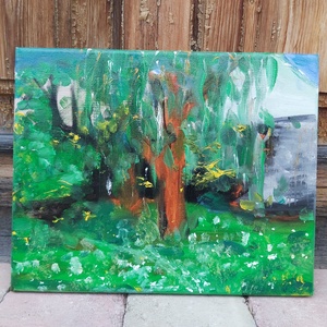 akril festmény (24x30 cm) - Kert, Művészet, Festmény, Olajfestmény, Festészet, MESKA