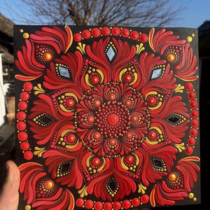 Vörösláng Mandala - művészet - festmény - akril - Meska.hu