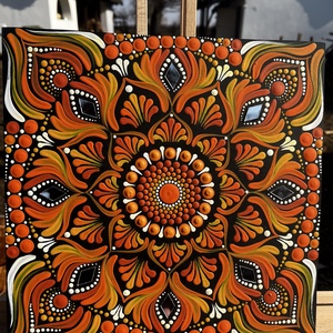 Tűzvirág Mandala - kellékek & szerszámok - festék - akrilfesték - Meska.hu