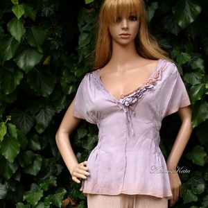 LÍVIA - exkluzív 100% Crepe de Chine selyemblúz, Ruha & Divat, Női ruha, Blúz, Varrás, Festett tárgyak, Meska