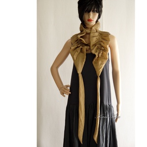 ORGANZA WRAP - fodros organza vállkendő, boleró / mogyoró - ruha & divat - sál, sapka, kendő - vállkendő - Meska.hu