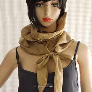 ORGANZA WRAP - fodros organza vállkendő, boleró / mogyoró - ruha & divat - sál, sapka, kendő - vállkendő - Meska.hu