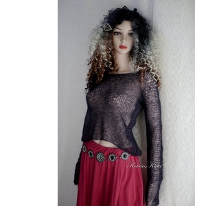 TIFFANY / fehér - szexi selyem-mohair pulóver - kézzel kötött - ruha & divat - női ruha - pulóver - Meska.hu