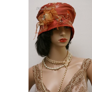 FRIDA cloche - hímzett taft - design flapper-kalap - ruha & divat - sál, sapka, kendő - kalap - Meska.hu