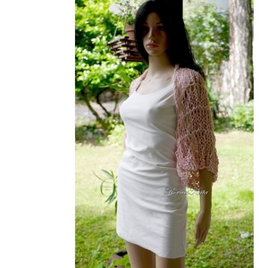 BOHO-BOLERÓ - kézzel kötött rövid kardigán / rózsaszín - ruha & divat - női ruha - bolero - Meska.hu