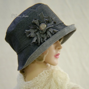 FRIDA cloche XL- design flapper-kalap / szürke , Ruha & Divat, Sál, Sapka, Kendő, Kalap, Varrás, Meska