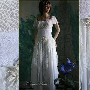 IZABELL - artsy patchwork menyasszonyi ruha , Esküvő, Ruha, Menyasszonyi ruha, Varrás, Meska