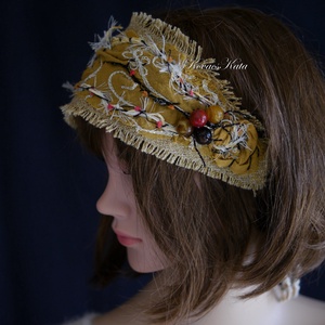 FITYULA - bohém patchwork flapper fejpánt / rusztikus okker - ruha & divat - hajdísz & hajcsat - hajráf & hajpánt - Meska.hu