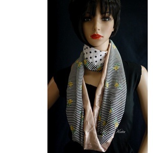 ÉKSZER-SÁL / csíkos-pöttyös - patchwork körsál, csősál  INFINITY SCARF - ruha & divat - sál, sapka, kendő - sál - Meska.hu