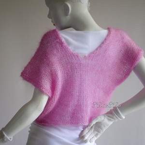 PILLE-PUCSI / BRILLANT ROSE - exkluzív mohair pulóver - kézzel kötött - ruha & divat - női ruha - pulóver - Meska.hu