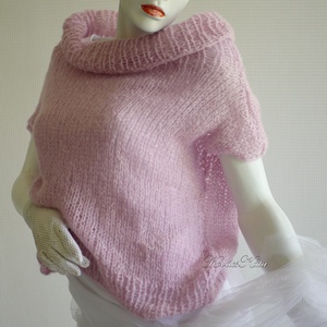 MARLENE - exkluzív mohair pulóver - kézzel kötött / rózsaszín - ruha & divat - női ruha - pulóver - Meska.hu