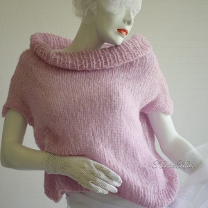 MARLENE - exkluzív mohair pulóver - kézzel kötött / rózsaszín - ruha & divat - női ruha - pulóver & kardigán - Meska.hu