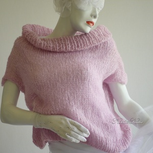 MARLENE - exkluzív mohair pulóver - kézzel kötött / rózsaszín - ruha & divat - női ruha - pulóver - Meska.hu