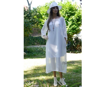 JAFA - lagenlook muszlin tunika-ruha / fehér - ruha & divat - női ruha - alkalmi ruha & estélyi ruha - Meska.hu