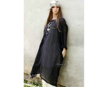 JAFA - lagenlook muszlin tunika-ruha / fekete - ruha & divat - női ruha - alkalmi ruha & estélyi ruha - Meska.hu