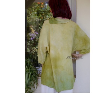 OLIV SELYEMBLÚZ- exkluzív 100% Crepe de Chine selyem artsy tunika - ruha & divat - női ruha - blúz - Meska.hu