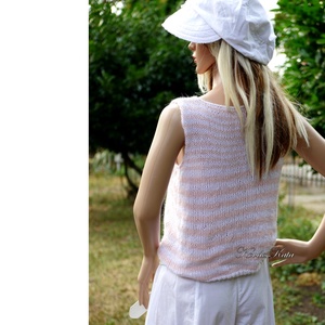 NYUSZI-TOP - exkluzív angóra felső, kézzel kötött pulóver / rózsaszín-fehér  - ruha & divat - női ruha - pulóver & kardigán - Meska.hu