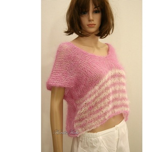 PILLE-PUCSI / BRILLANT ROSE - exkluzív mohair pulóver - kézzel kötött - ruha & divat - női ruha - pulóver - Meska.hu