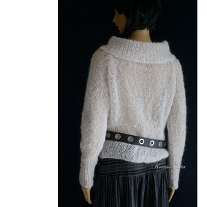MADONNA - exkluzív kézzel kötött mohair pulóver / fehér - ruha & divat - női ruha - pulóver & kardigán - Meska.hu