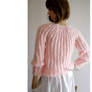 LONCI - exkluzív kézzel kötött mohair pulóver / babyrose - ruha & divat - női ruha - pulóver - Meska.hu