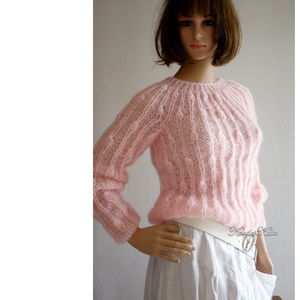 LONCI - exkluzív kézzel kötött mohair pulóver / babyrose - ruha & divat - női ruha - pulóver - Meska.hu