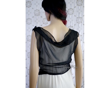 MUSZLIN TOP - organza-betétes muszlin blúz - ruha & divat - női ruha - top - Meska.hu