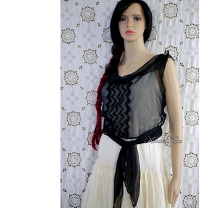 MUSZLIN TOP - organza-betétes muszlin blúz - ruha & divat - női ruha - top - Meska.hu