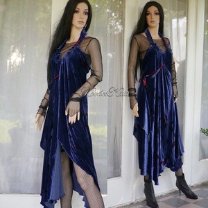 BLUE VELVET - exkluzív selyembársony pántos alkalmi ruha - ruha & divat - női ruha - alkalmi ruha & estélyi ruha - Meska.hu