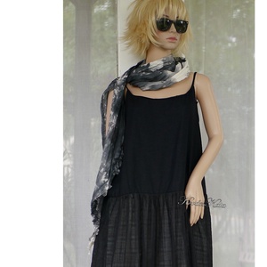 SLIP-DRESS - exkluzív len-muszlin hosszú kombiné-ruha / fekete - ruha & divat - női ruha - alkalmi ruha & estélyi ruha - Meska.hu