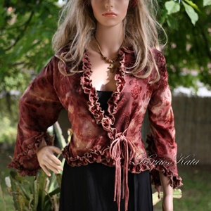 SHASHA - romantikus fodros  jersey kabátka - ruha & divat - női ruha - bolero - Meska.hu